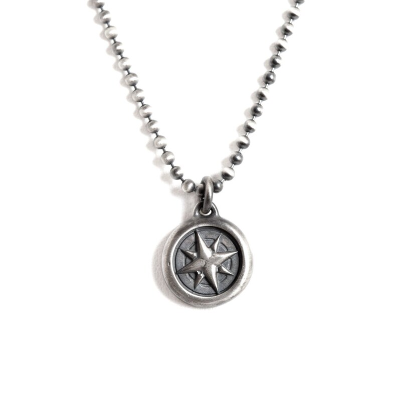 Mens Compass Necklace Engravable 925 Sterling Silver Compass Etsy