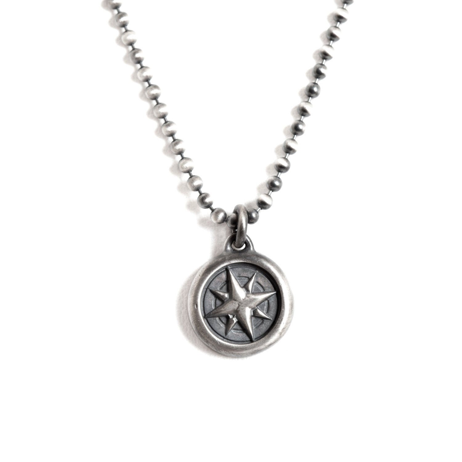 Mens Compass Necklace Engravable 925 Sterling Silver Compass Etsy