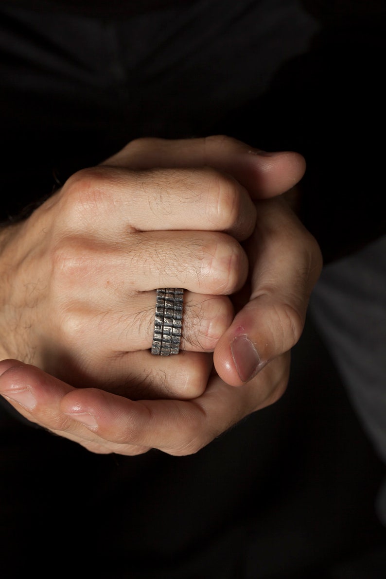 Mens Stacking Rings Set of 3 Texture Rings for Men in Black Etsy UK