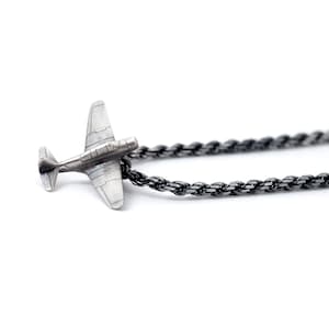 Sterling Silver Vintage Airplane Necklace, Silver Plane Pendant, Silver Plane Charm, Unique Necklace Gift for Male Flight Student Aviator