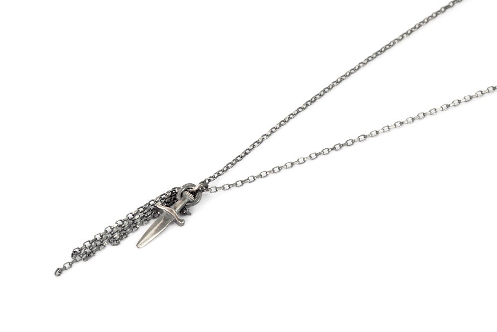Sterling Silver Dagger Necklace for Men Dagger Pendant Etsy