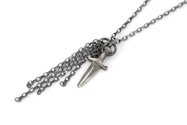 Sterling Silver Dagger Necklace for Men Dagger Pendant Etsy