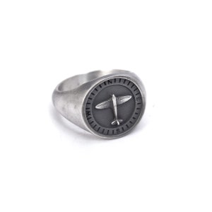 Spitfire Vintage Airplane Compass Signet Ring, Cool Mens Rings, Vintage Plane Gifts, Custom Mens Rings Sterling Silver, Pilot Ring Gifts image 7