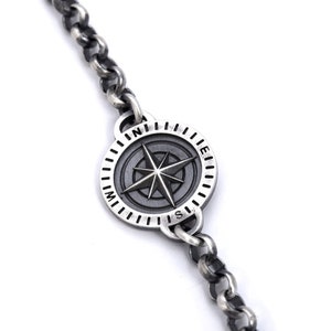 North Star Compass Bracelet Sterling Silver, North Star Bracelet for Men, Compass Gifts, Cool Mens Jewelry Bracelet, Cool Gift for Boyfriend image 6