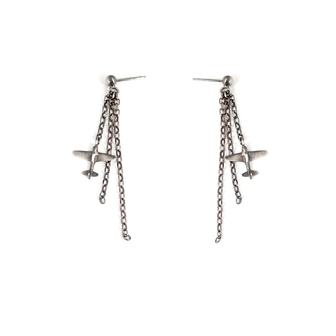 Airplane Earrings Silver Sterling Silver Airplane Chain Etsy Israel