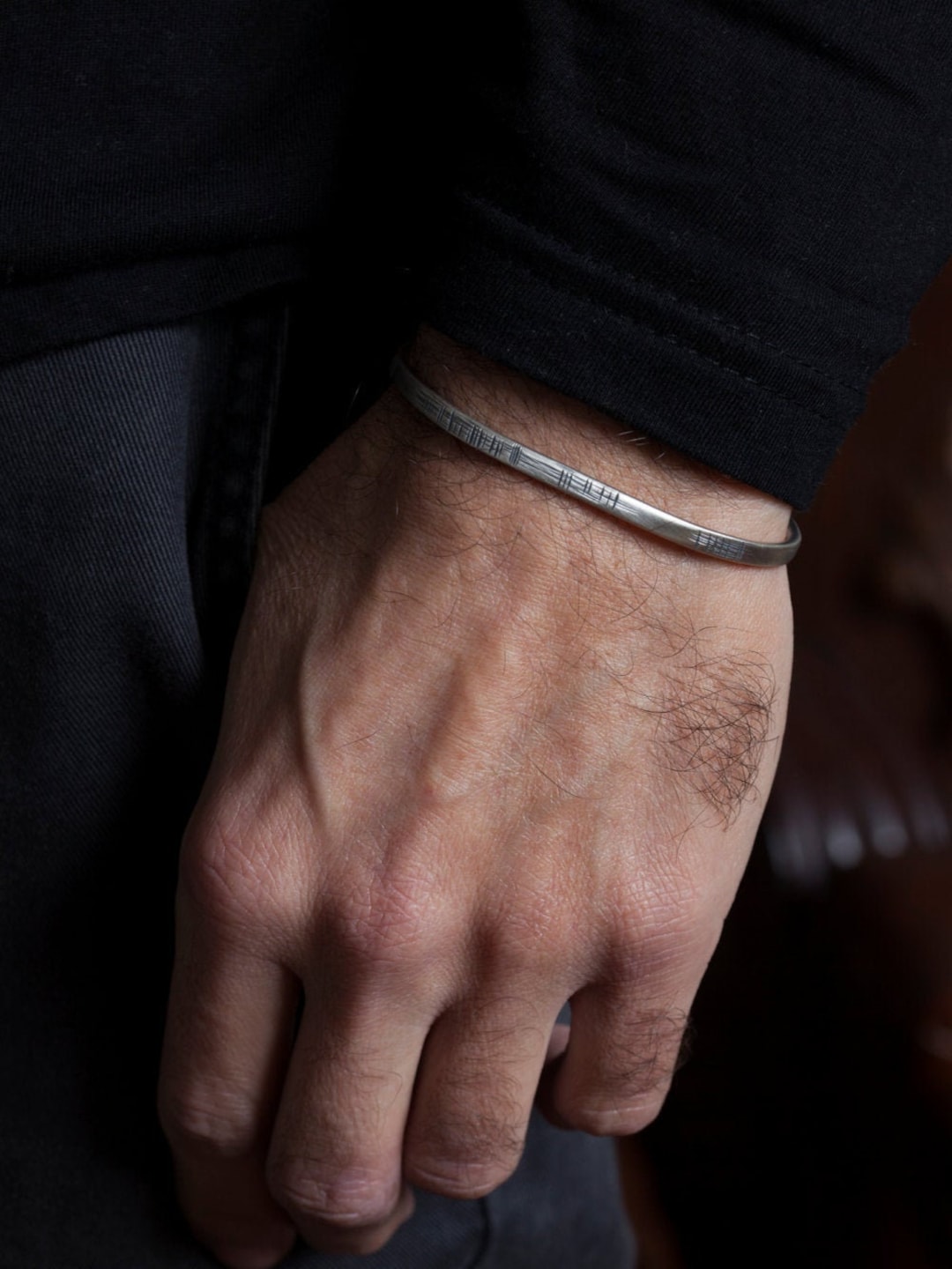 Mens Bracelet Silver Cuff Bracelet Gift for Men, Boy Friend Silver