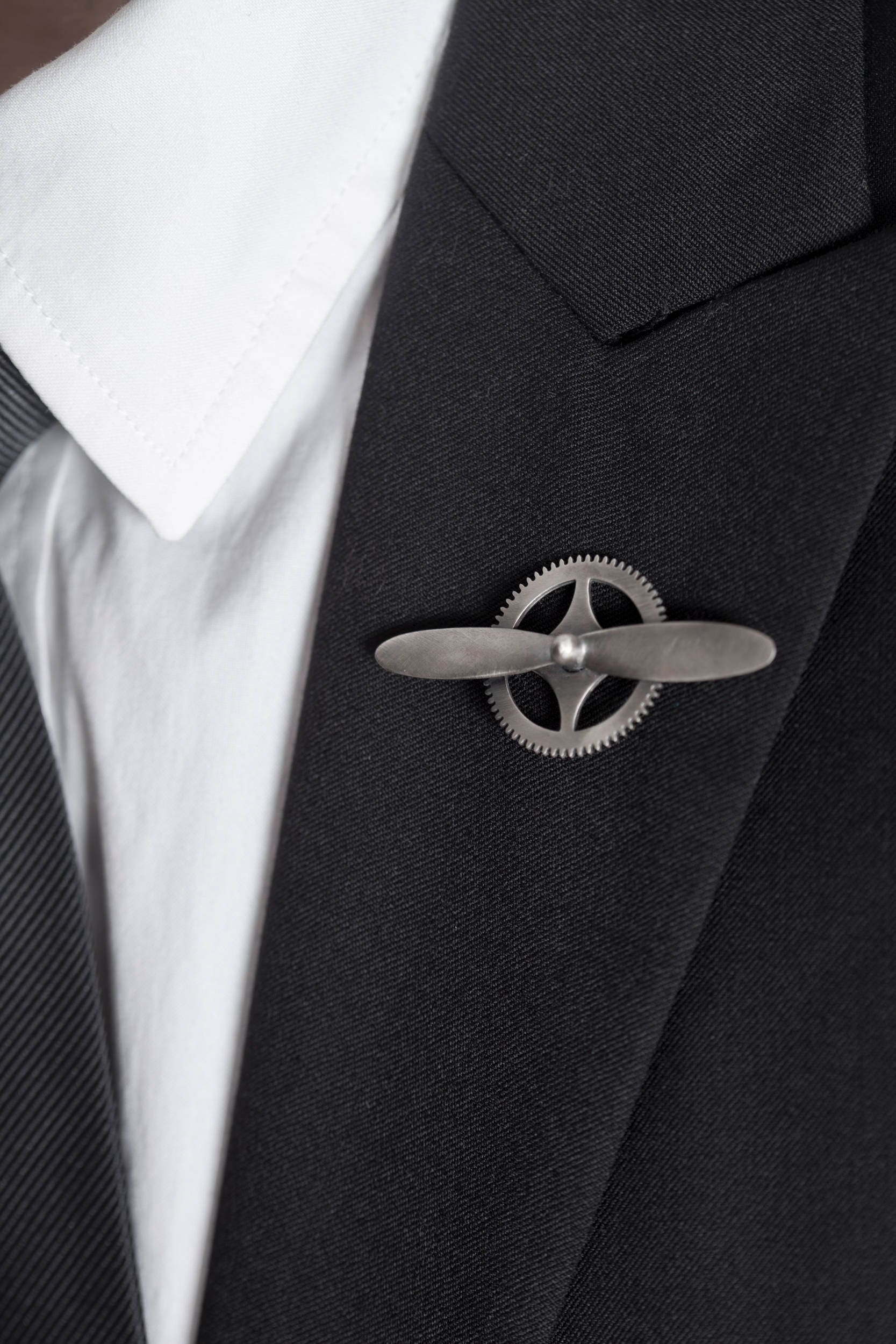 Airplane Tie Pin With Airplane Propeller on Gear in Sterling Etsy Israel