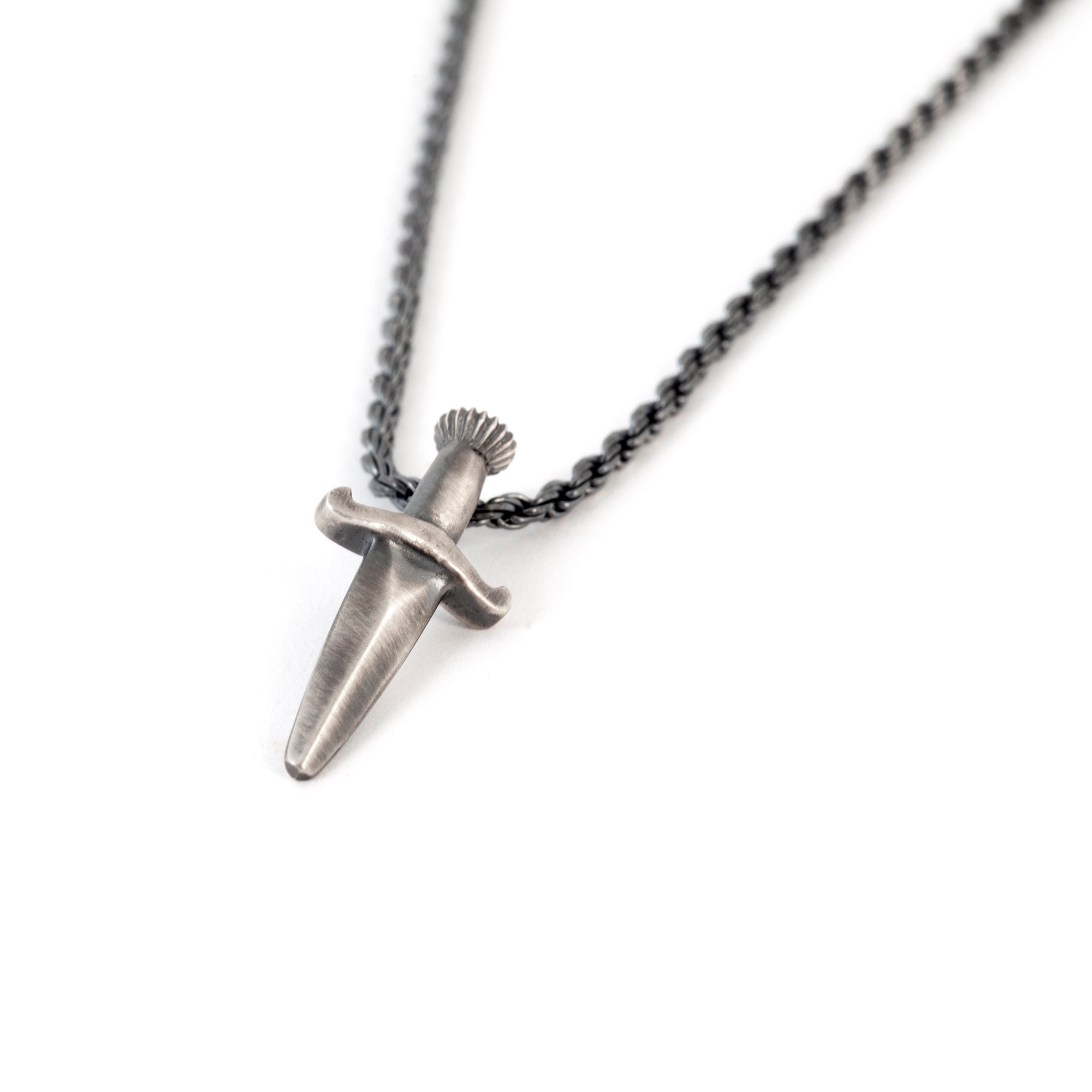 Mens Dagger Pendant Necklace 925 Sterling Silver Necklace for Etsy
