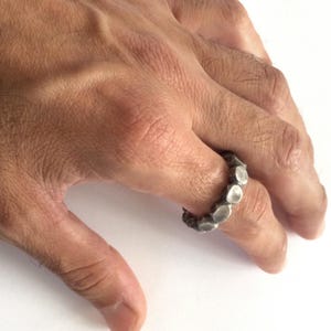 Gift for Him, Modern Sterling Silver Ring for Men, Sterling Silver Men Wedding Ring, Boyfriend silver ring,Fathers day gift