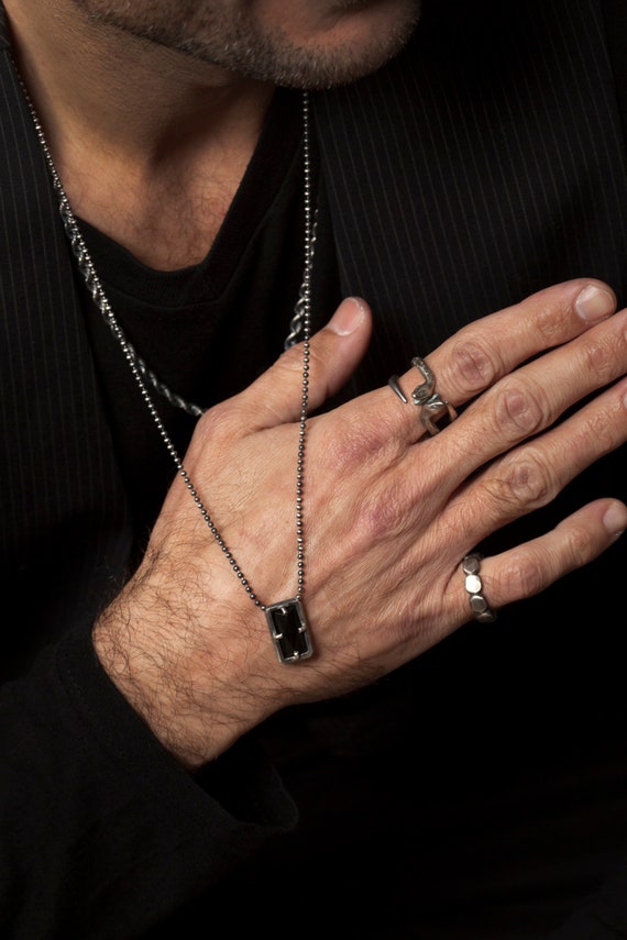 Mens Black Onyx Necklace Mens Necklace 