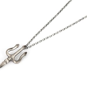 Christmas Gifts, Trident Necklace, Trident Pendant Necklace, Trident Jewelry, Sterling Silver Pendant Necklace for Men, Cool Mens Necklace