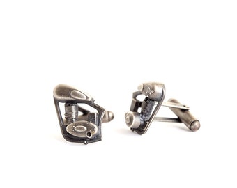 Silver Biker Cufflinks, Motorcycle Cufflinks, Biker Cufflinks, Cafe Racer Cufflinks, Sterling Silver Cufflinks