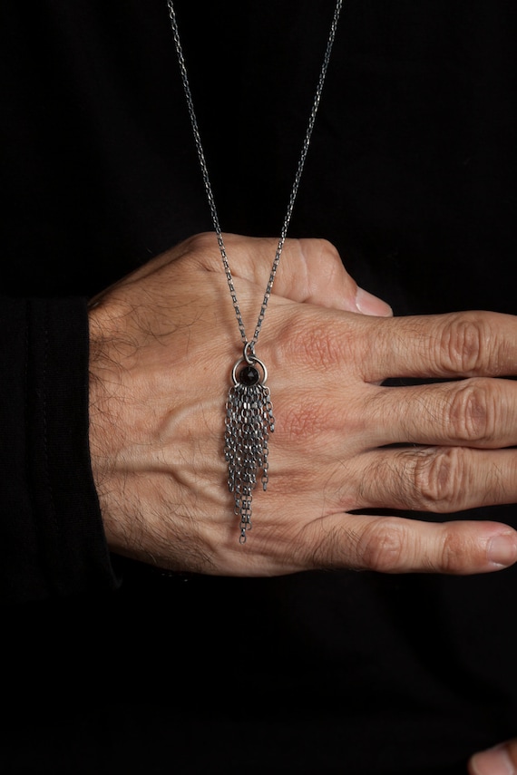 silver and onyx necklace