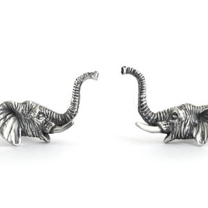 Sterling Silver Elephant Cufflinks: Handmade Animal Jewelry