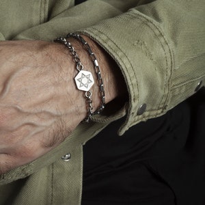 Star of David Bracelet Men or Women, Star David Bracelet Sterling Silver, Jewish Star Bracelet Engraved, Personalized Bar Mitzvah Gift