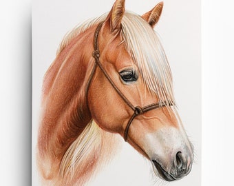 Horse portrait - colored pencil DRAWING - horse painted - horse - colored horse drawing - commissioned drawing - hand-drawn