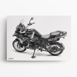 Portrait de moto CRAYON dessin de la moto portrait de vélo dessiné à la main faire peindre la photo dessin commandé image 3