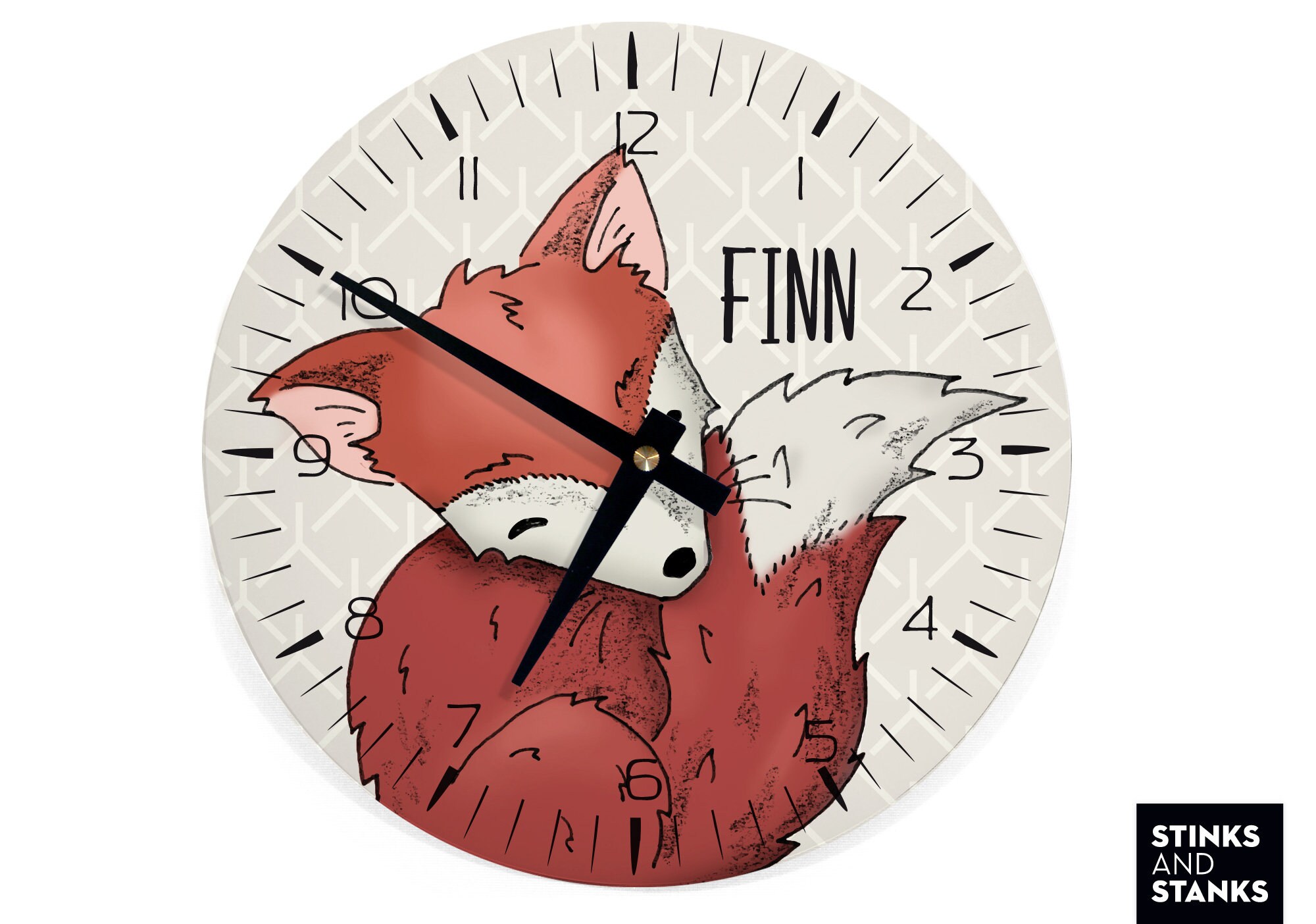 Wanduhr Uhr Fuchs mit Wunschname WU032 Etsy