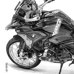 Portrait de moto CRAYON dessin de la moto portrait de vélo dessiné à la main faire peindre la photo dessin commandé image 4