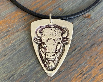 Silver Pendant Men, Buffalo Jewelry, 30th Birthday Gift for Him, Father in Law Gift,