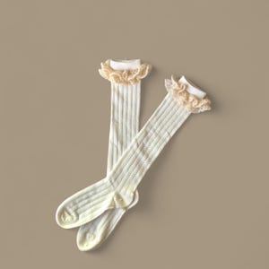 Vintage Mohair Lace Ruffle Knee High Socks