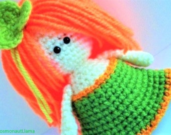 St. Patrick's Day Green Clover Doll Crochet Pattern, Leprechaun doll,  Irish Green Clover Decoration Doll, Ginger doll amigurumi tutorial