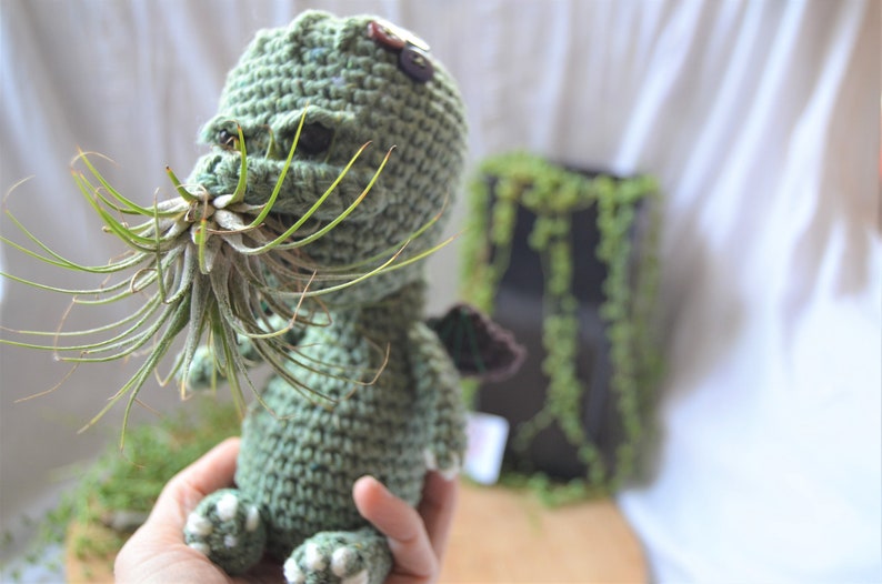 Cthulhu Crochet Plant Pot Pattern, Mini Amigurumi Cthulhu, diy air plant holder, desk decoration, Airplant Pot, tillandsia holder, 画像 2