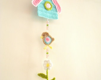 Crochet Birdhouse Garland, DIY PDF Pattern, Wall Hanging, Bird  Decor Nursery Decoration, Tutorial, Digital download, wall art