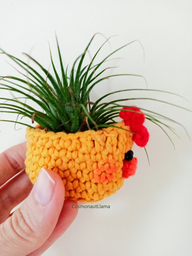 Chick Planter Crochet Pattern, Amigurumi animal Plant pot, Easter Chicken Plant holder, For Unique gifts lovers, airplant holder, airplanter image 4