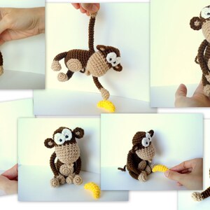 Amigurumi Pattern, Amigurumi Monkey Pattern, Crocheted Monkey Pattern with Banana, Crochet Tutorial image 5