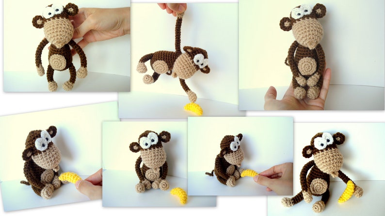 Amigurumi Pattern, Amigurumi Monkey Pattern, Crocheted Monkey Pattern with Banana, Crochet Tutorial image 5