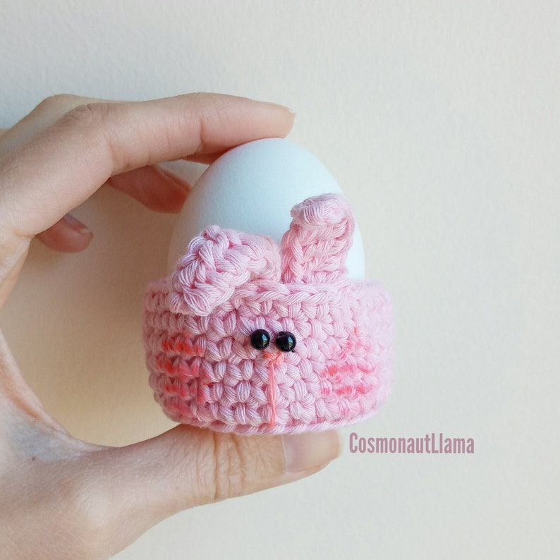 Easter Egg Crochet Pattern, egg warmer pattern, Easter gift idea, Easter egg hunt, diy, table decor, cozy, fun diy, bunny, chick, bear, cat image 2