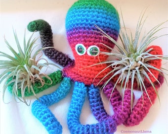 Planter Crochet Pattern, Air planter, Air plant holder, Plant Pot, home decor amigurumi, octopus, decoration, crocheted flower pot, cozy