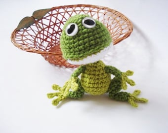 Patrón de Ganchillo, Tutorial Animales Amigurumi, Rana de Ganchillo, Patrón de Juguetes, Regalos para niños, diy, pdf, descarga instantánea, patrón de peluche, verde