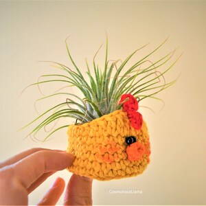 Chick Planter Crochet Pattern, Amigurumi animal Plant pot, Easter Chicken Plant holder, For Unique gifts lovers, airplant holder, airplanter image 7