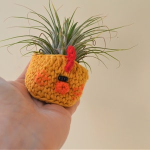Chick Planter Crochet Pattern, Amigurumi animal Plant pot, Easter Chicken Plant holder, For Unique gifts lovers, airplant holder, airplanter image 2