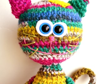 Amigurumi Pattern, Crocheted Cat Plush, Kitty crochet pattern, pdf tutorial, diy handmade toys for kids, gifts ideas for children