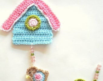 Crochet Birdhouse Pattern, Garland, PDF Pattern,  Wall Hanging, Decor, Nursery Decoration, Tutorial