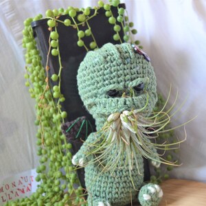 Cthulhu Crochet Plant Pot Pattern, Mini Amigurumi Cthulhu, diy air plant holder, desk decoration, Airplant Pot, tillandsia holder, 画像 9