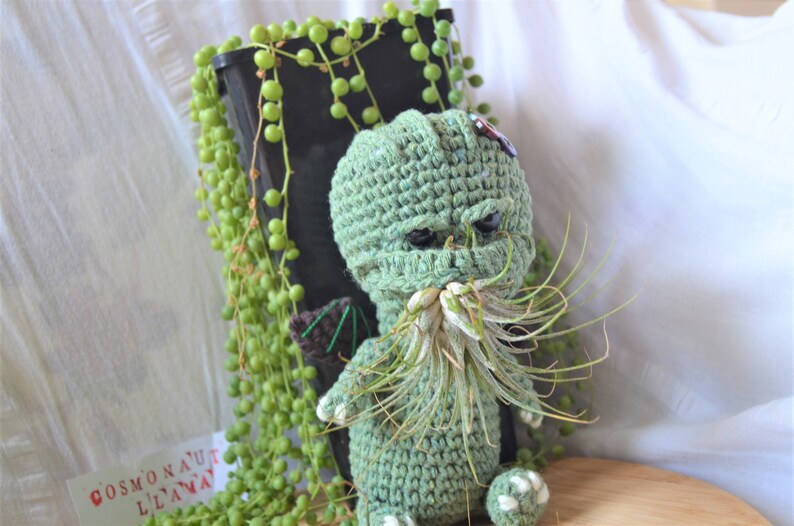 Cthulhu Crochet Plant Pot Pattern, Mini Amigurumi Cthulhu, diy air plant holder, desk decoration, Airplant Pot, tillandsia holder, 画像 9