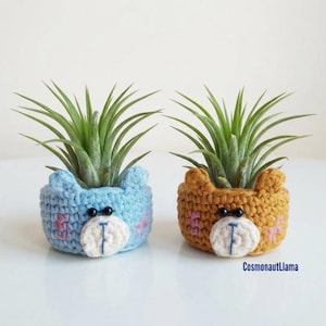 Virkat krukmönster, Amigurumi luftväxthållare, handledning för krukväxt, söt gör-det-själv-heminredning presentidé