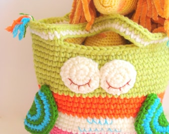 Descarga instantánea - Patrón de ganchillo - Patrón de bolso de ganchillo para niñas, patrón de bolso de búho de ganchillo, bolso de mano para niñas