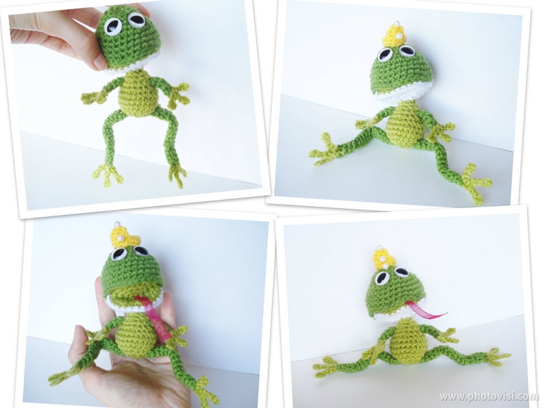 Crochet Pattern, Amigurumi Animal Tutorial, Crocheted Frog, Toys Pattern, Gifts for kids, diy, pdf, instant download, plush pattern, green image 4