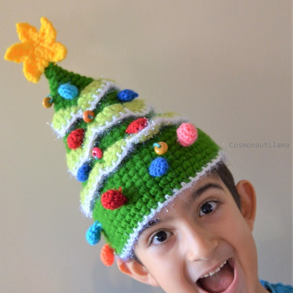 Christmas Tree Hat Pattern, Xmas gifts for children, Crochet pattern for kids, New Year Tree, diy, amigurumi pine