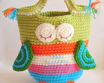 Patrón de bolso de ganchillo para niñas, DESCARGA INSTANTÁNEA en PDF, Patrón de bolso de ganchillo con forma de búho para niñas