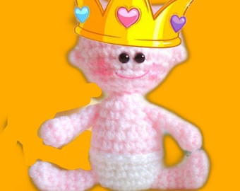 Crocheted Doll Pattern, Baby Crochet Pattern, Amigurumi Baby Doll Tutorial, Crafts for kids