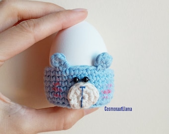 Animal Easter Egg Holder Crochet Pattern, Amigurumi Egg warmer Bear, Easter egg, breakfast decoration, table decor, egg cover, animal basket