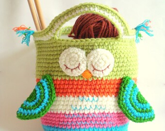 Patrón de bolso de ganchillo para niñas, DESCARGA INSTANTÁNEA en PDF, Patrón de bolso de ganchillo con forma de búho para niñas
