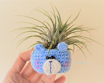 Animal Planter, Bear Plant pot Crochet Pattern, air plant holder, succulent love, air planter, Tillandsia holder. Small crochet planter