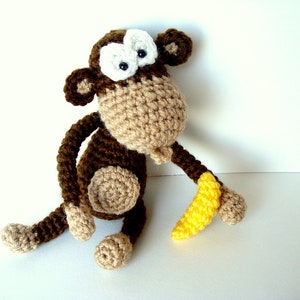 Amigurumi Pattern, Amigurumi Monkey Pattern, Crocheted Monkey Pattern with Banana, Crochet Tutorial image 3